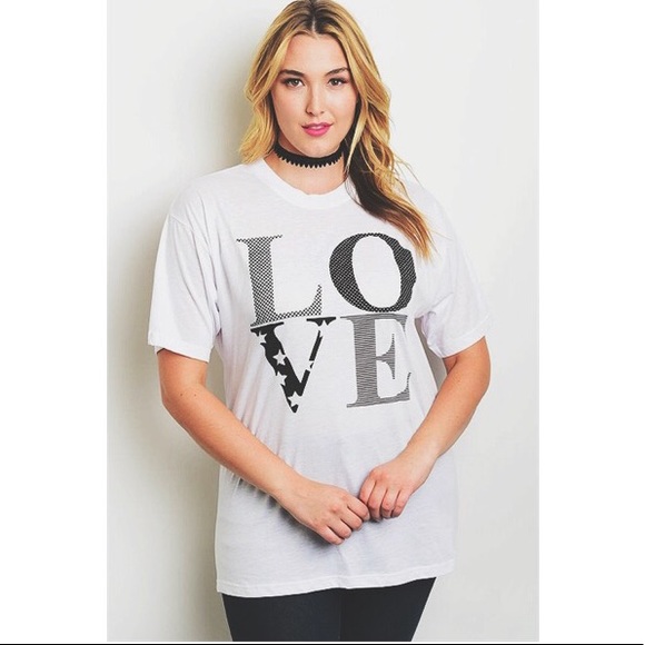 Love White Patterned Comfy Soft Short Sleeve Tee - Picture 2 of 3